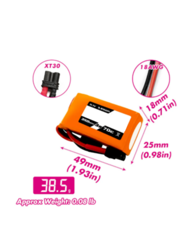 350mAh 11.1V 3S 70C Lipo Pil